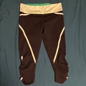 Lululemon Athletica Black and Mint Polka Dot Leggings